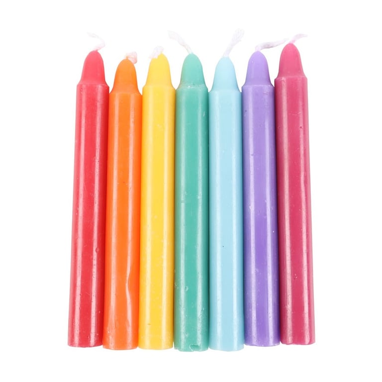 Unscented Chakra Energy Candles Pack - 14 Piece Set for Meditation and Yoga