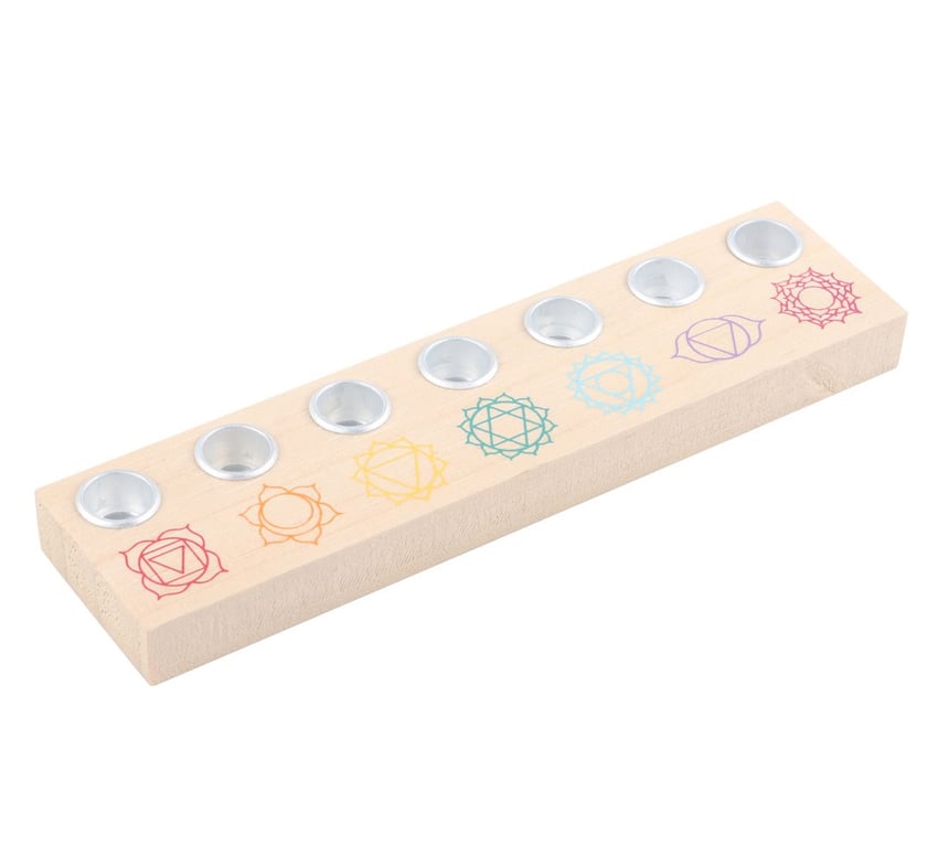 Seven Chakra Wooden Energy Candle Holder - Balance and Serenity Home Decor