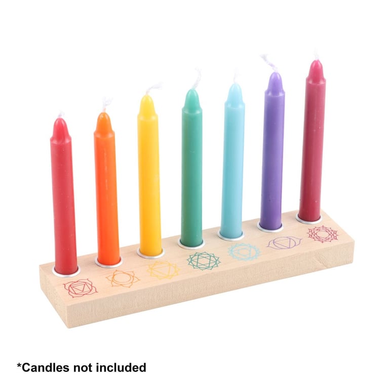 Seven Chakra Wooden Energy Candle Holder - Balance and Serenity Home Decor