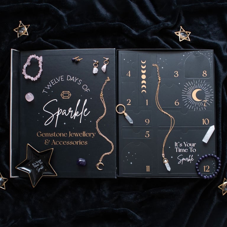 12-Day Crystal Jewellery Advent Calendar - Sparkling Gemstone Surprises Daily