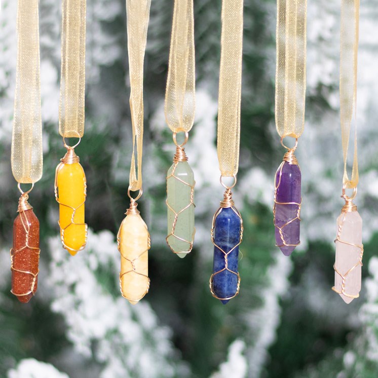 Spiritual Crystal Tree Decorations Set - 7 Unique Hanging Ornaments for Energy and Harmony