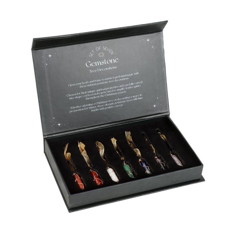 Spiritual Crystal Tree Decorations Set - 7 Unique Hanging Ornaments for Energy and Harmony