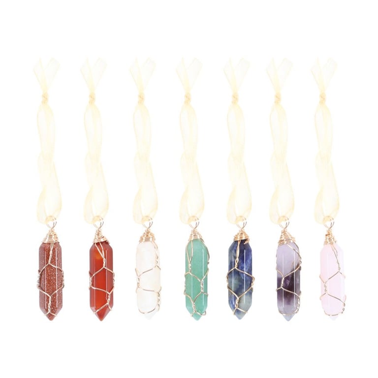 Spiritual Crystal Tree Decorations Set - 7 Unique Hanging Ornaments for Energy and Harmony