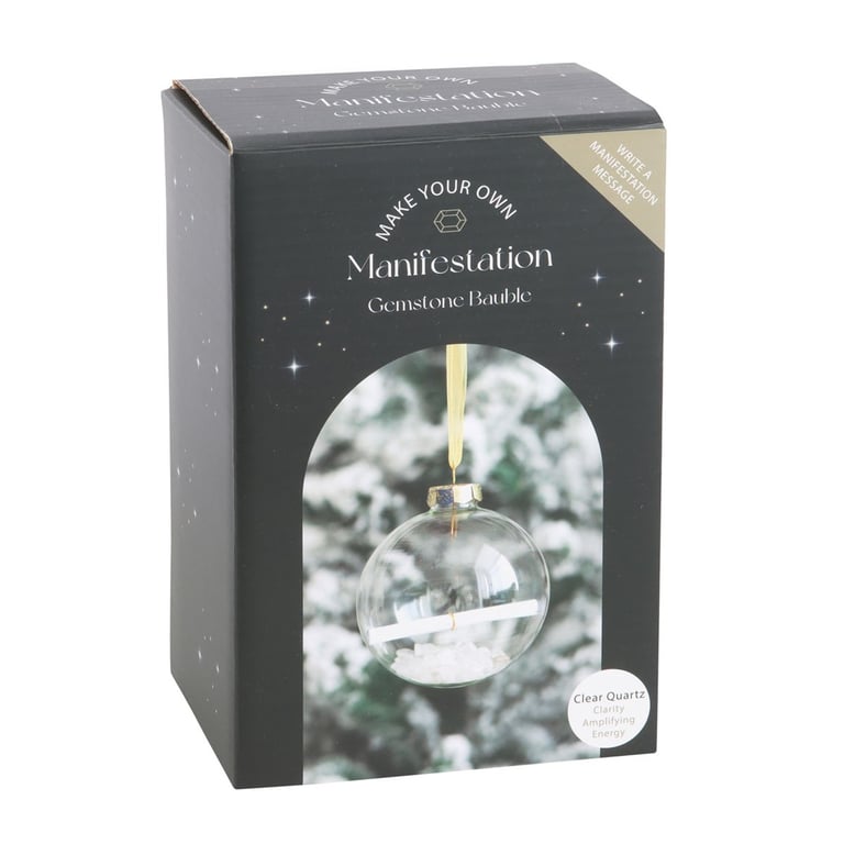 Clear Quartz Manifestation Christmas Bauble Kit - Amplify Positive Energy with Clear Quartz Crystals and Personalized Ornament