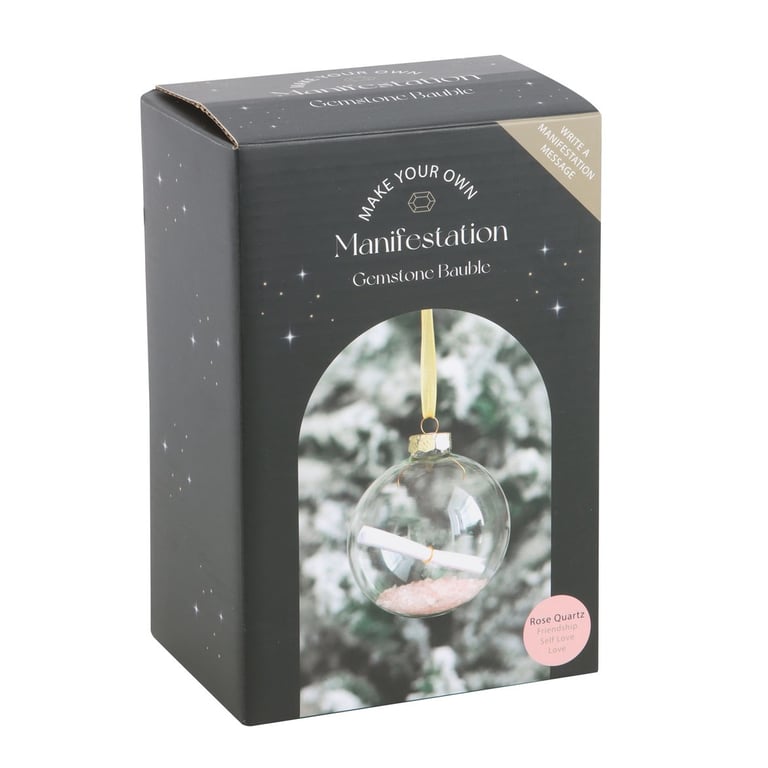 Rose Quartz Manifestation Christmas Bauble Kit - Positive Energy Crystal Ornament for Friendship and Self Love