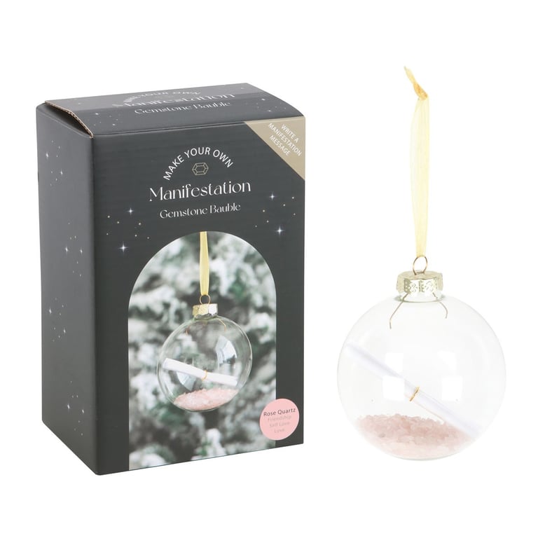 Rose Quartz Manifestation Christmas Bauble Kit - Positive Energy Crystal Ornament for Friendship and Self Love