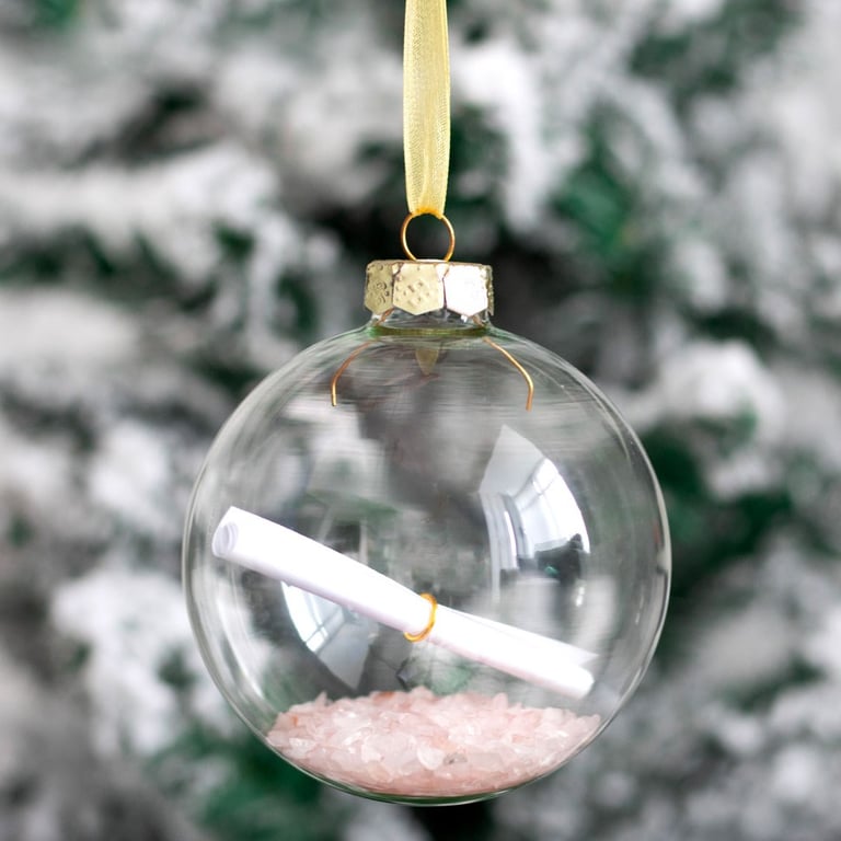 Rose Quartz Manifestation Christmas Bauble Kit - Positive Energy Crystal Ornament for Friendship and Self Love