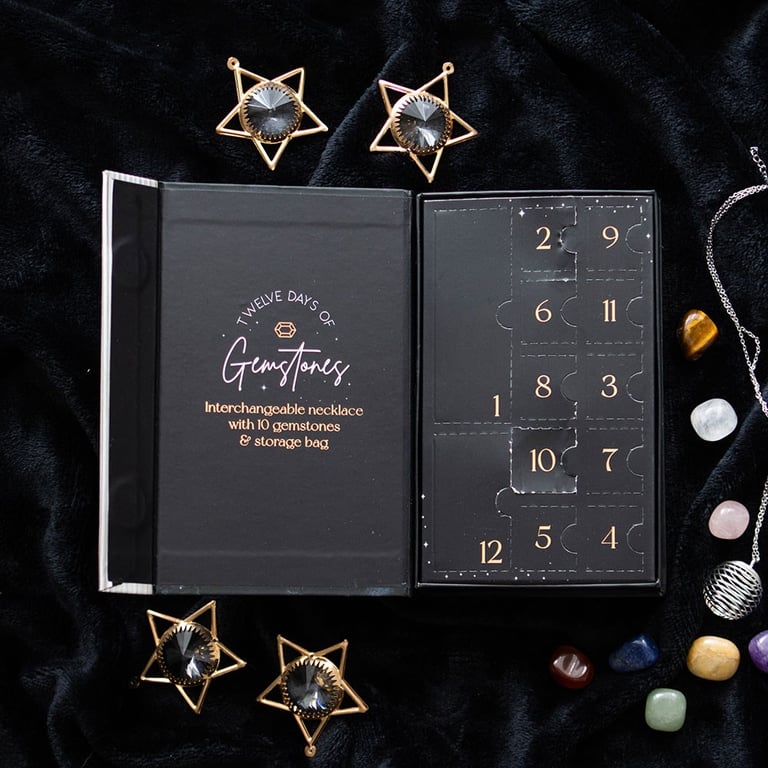 12-Day Crystal Necklace Advent Calendar - Interchangeable Gemstones & Daily Surprise