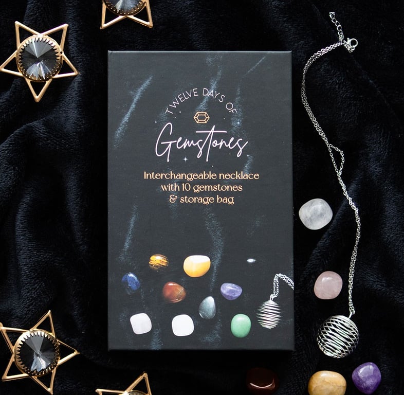 12-Day Crystal Necklace Advent Calendar - Interchangeable Gemstones & Daily Surprise