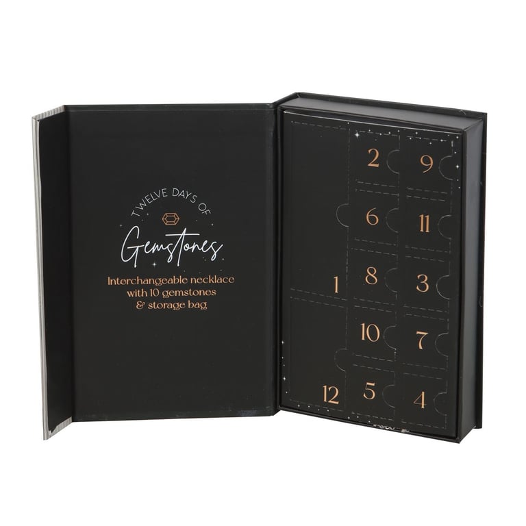 12-Day Crystal Necklace Advent Calendar - Interchangeable Gemstones & Daily Surprise