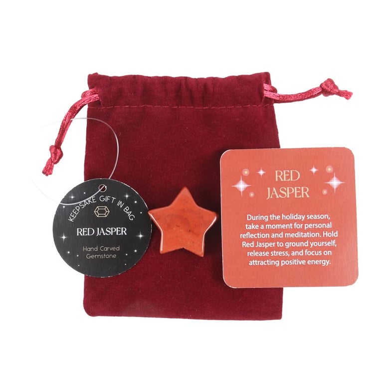 Red Jasper Crystal Star - Celestial Decor for Positive Energy and Festive Spirit