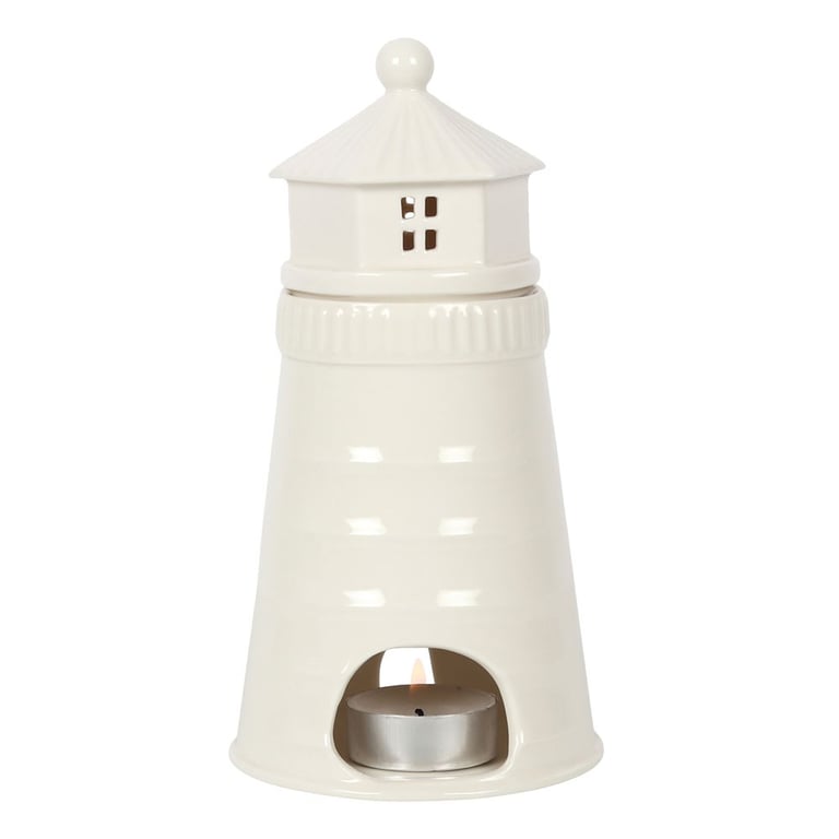 White Lighthouse Oil and Wax Melt Burner - Indoor Decor Light with Scented Fragrance Option