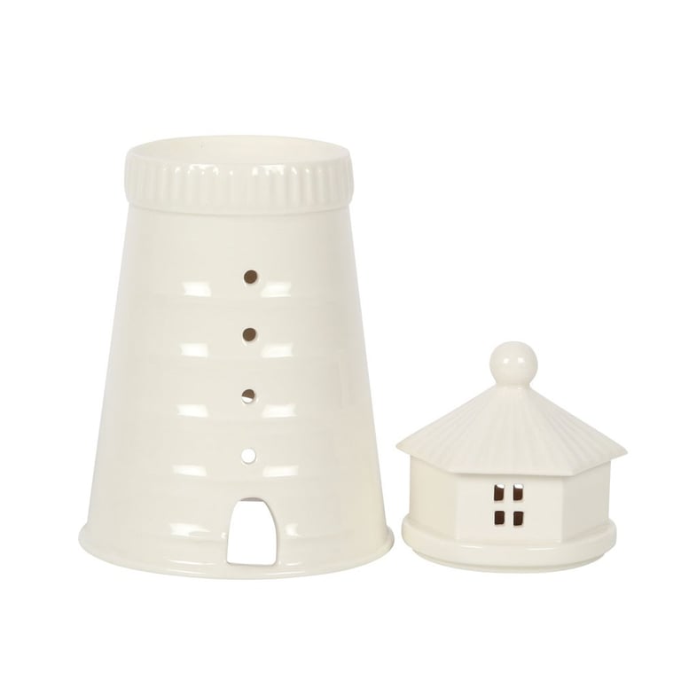White Lighthouse Oil and Wax Melt Burner - Indoor Decor Light with Scented Fragrance Option
