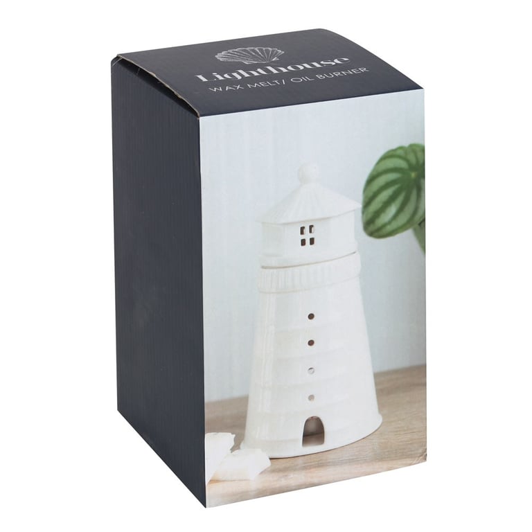 White Lighthouse Oil and Wax Melt Burner - Indoor Decor Light with Scented Fragrance Option