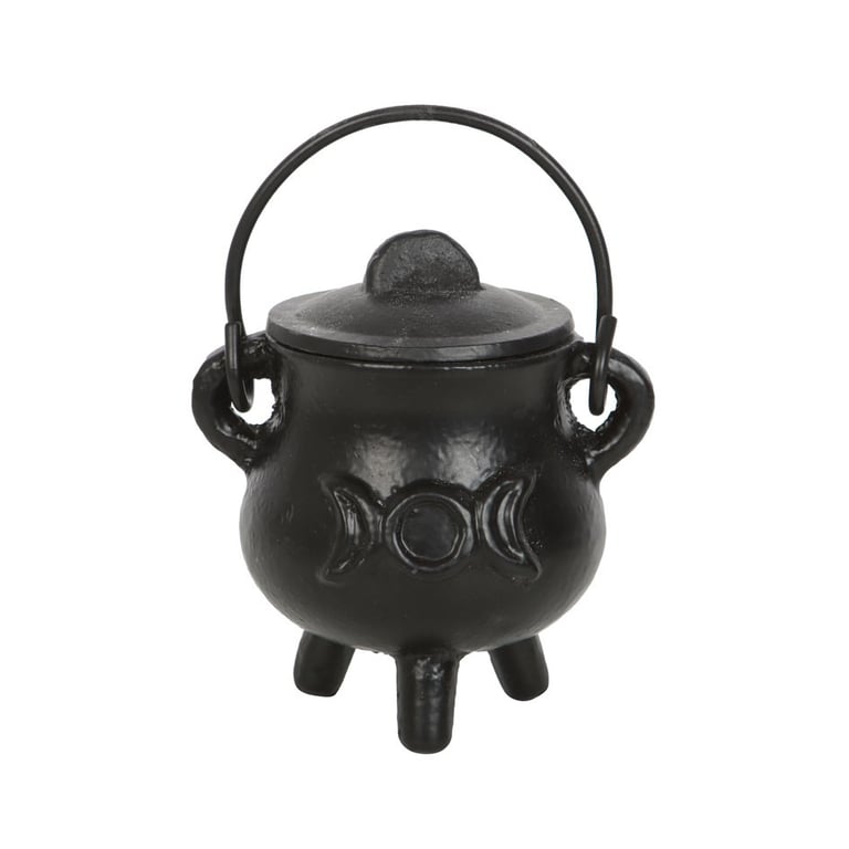 Small Cast Iron Triple Moon Cauldron for Rituals and Spell Work