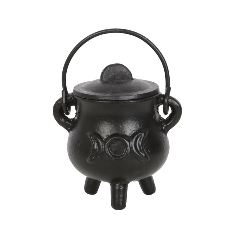 Small Cast Iron Triple Moon Cauldron for Rituals and Spell Work
