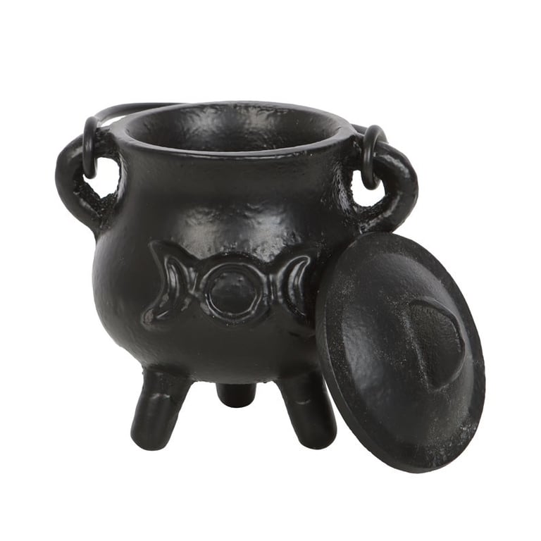 Small Cast Iron Triple Moon Cauldron for Rituals and Spell Work