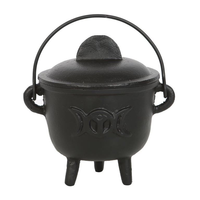 11cm Cast Iron Triple Moon Altar Cauldron - Perfect for Rituals and Spell Work