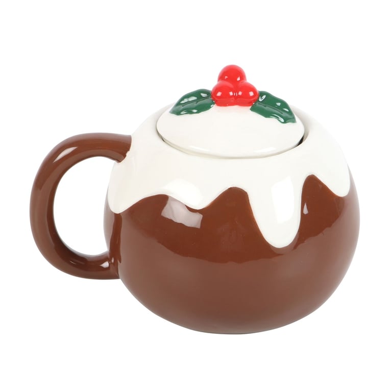 Christmas Pudding Shaped Mug - Festive 470ml Dishwasher Safe Ceramic Mug