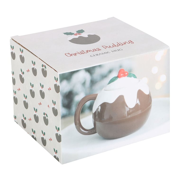 Christmas Pudding Shaped Mug - Festive 470ml Dishwasher Safe Ceramic Mug
