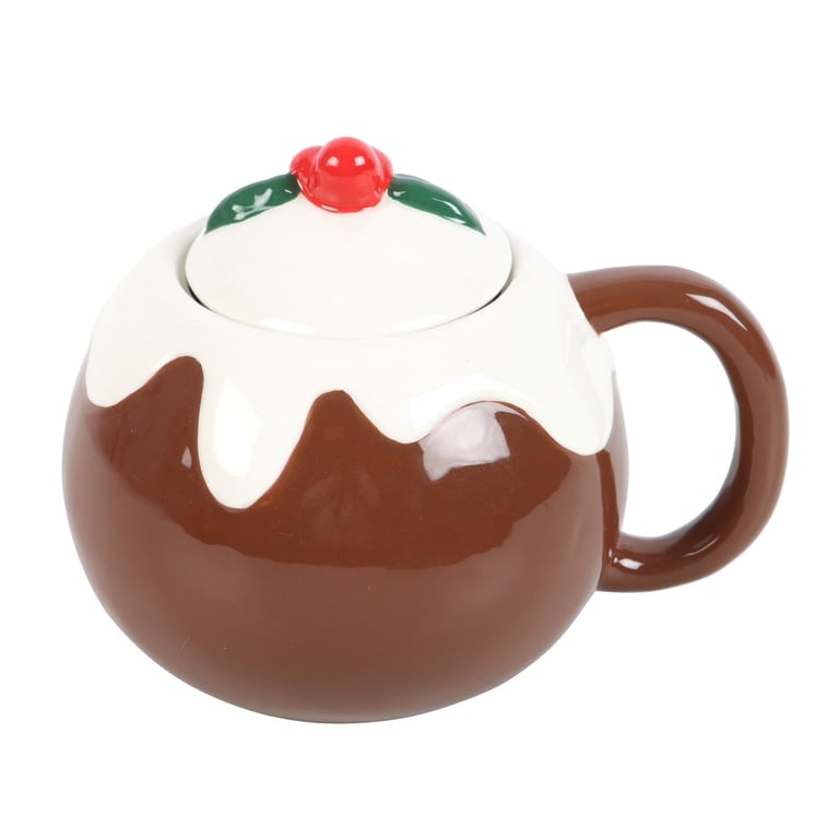 Christmas Pudding Shaped Mug - Festive 470ml Dishwasher Safe Ceramic Mug