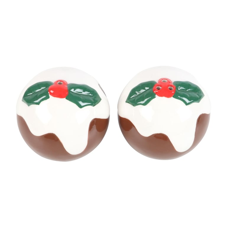 Christmas Pudding Salt and Pepper Shakers - Festive Home Kitchen Essentials