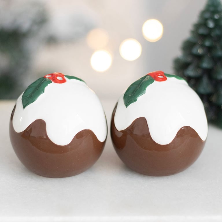 Christmas Pudding Salt and Pepper Shakers - Festive Home Kitchen Essentials