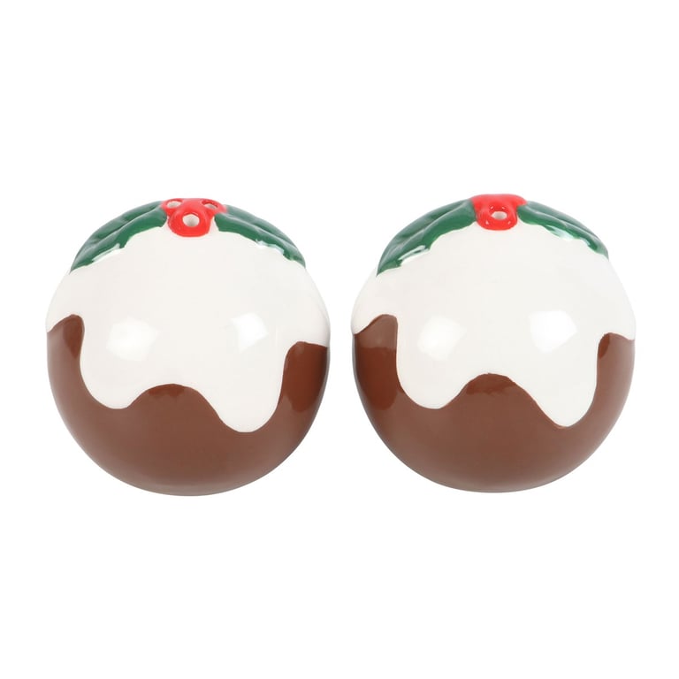 Christmas Pudding Salt and Pepper Shakers - Festive Home Kitchen Essentials