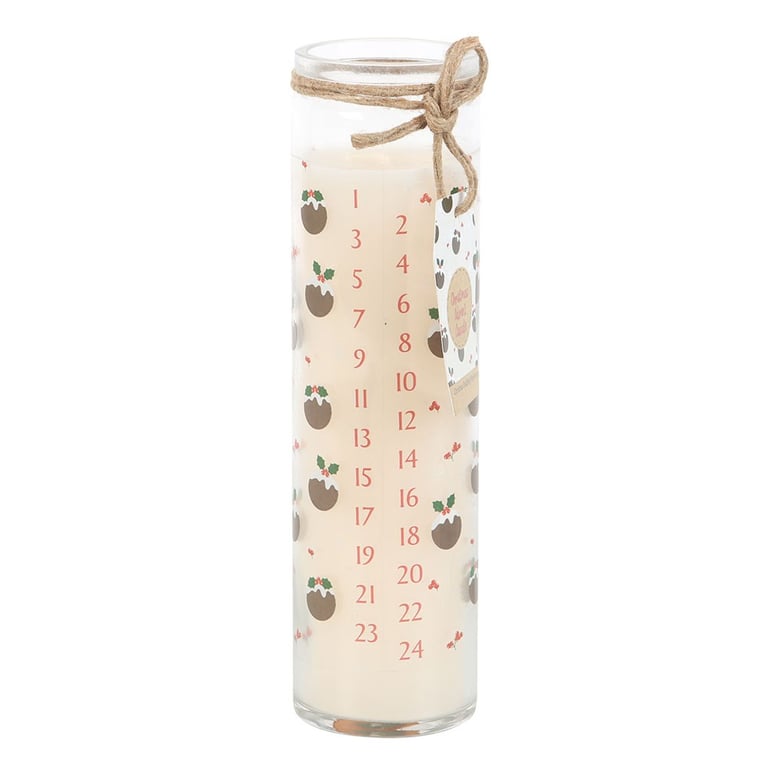 Christmas Pudding Scented Advent Tube Candle - 70hr Paraffin Wax Burn Time