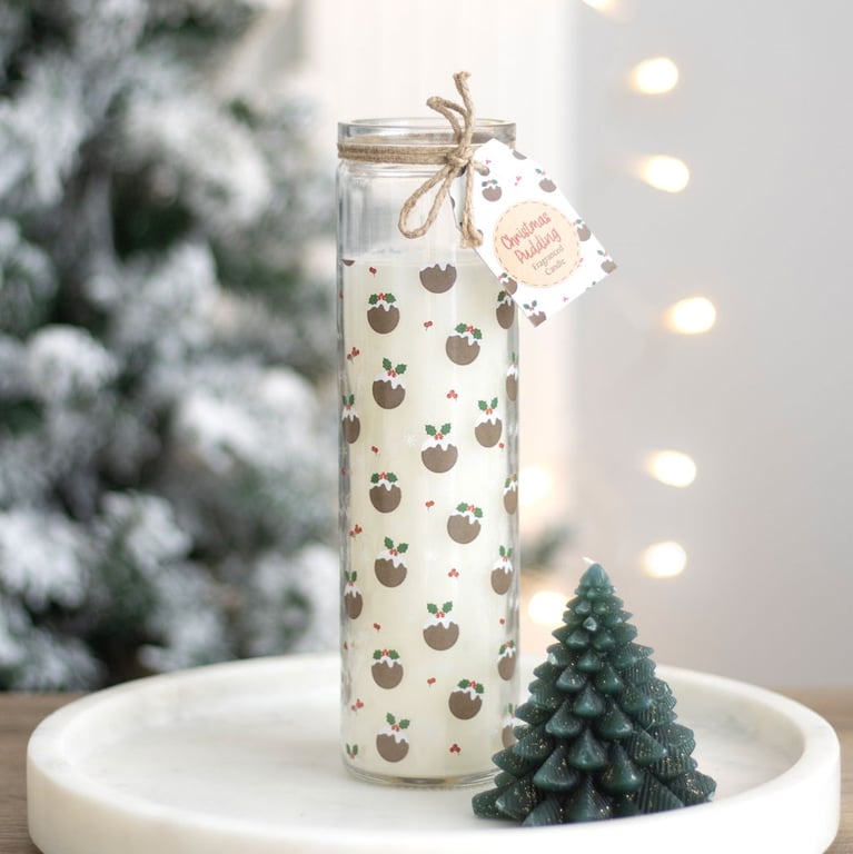 Christmas Pudding Scented Advent Tube Candle - 70hr Paraffin Wax Burn Time