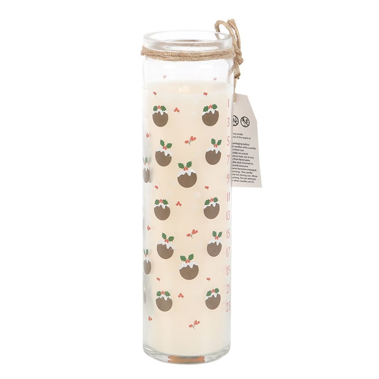 Christmas Pudding Scented Advent Tube Candle - 70hr Paraffin Wax Burn Time