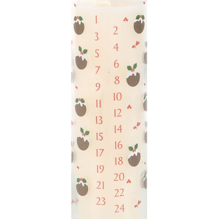 Christmas Pudding Scented Advent Tube Candle - 70hr Paraffin Wax Burn Time