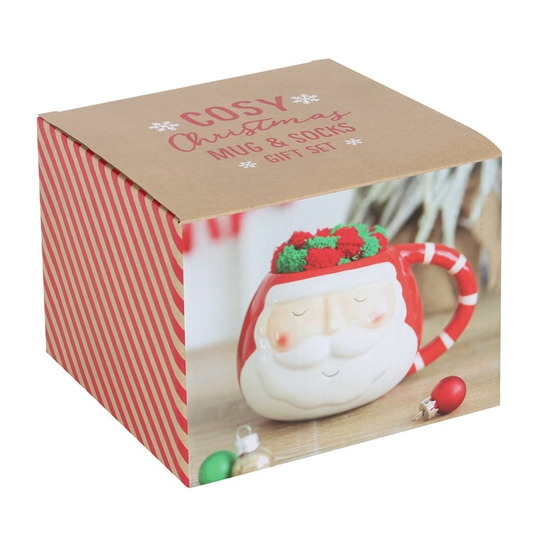 Santa Claus Mug and Cozy Christmas Socks Set - Festive Gift