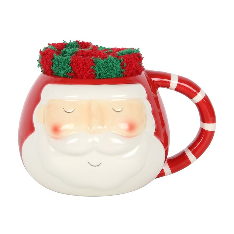 Santa Claus Mug and Cozy Christmas Socks Set - Festive Gift