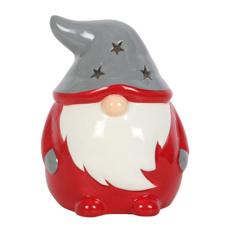 Red and Grey Gonk Tealight Holder - Festive Home Decor Accessory