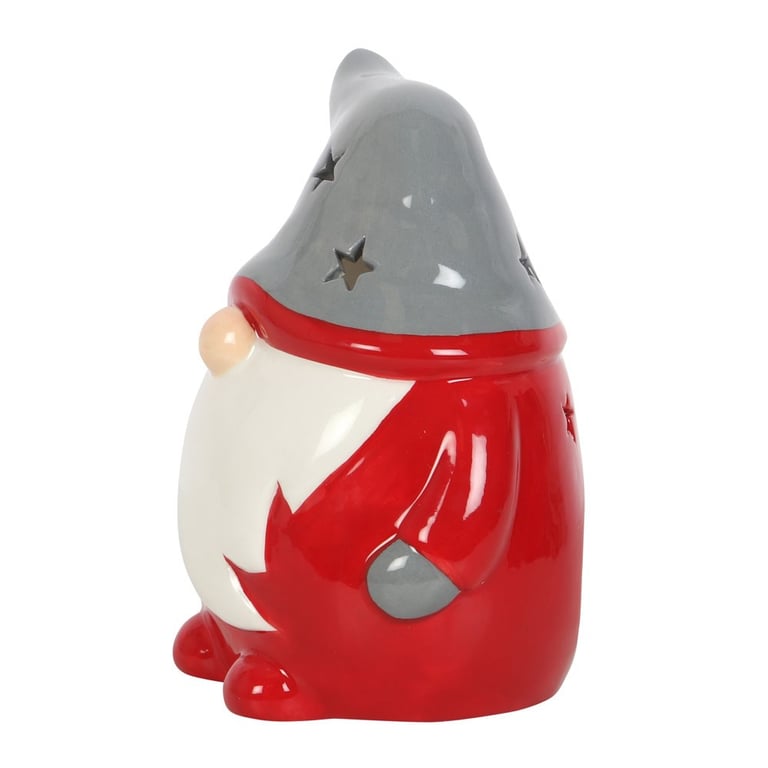 Red and Grey Gonk Tealight Holder - Festive Home Decor Accessory