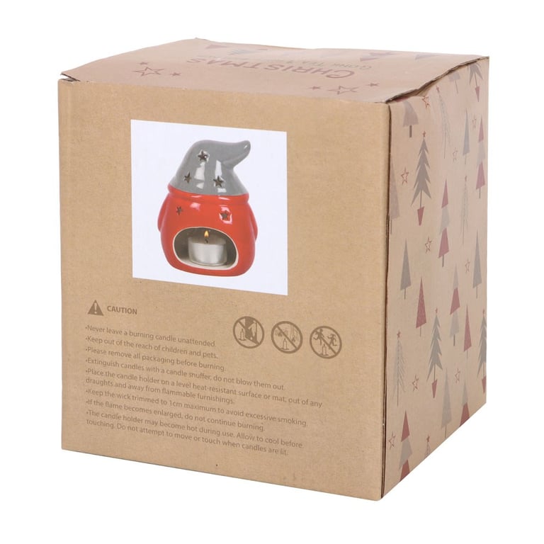 Red and Grey Gonk Tealight Holder - Festive Home Decor Accessory