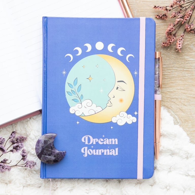 The Moon Dream Journal with Amethyst Pen - Lined Pages for Celestial Reflections