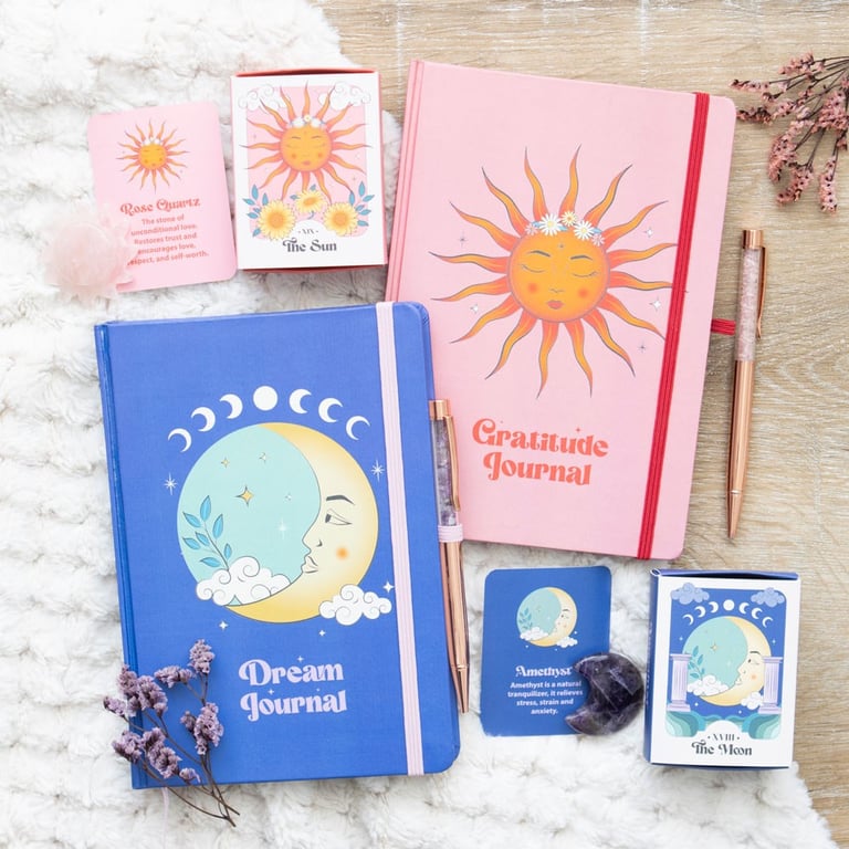 The Moon Dream Journal with Amethyst Pen - Lined Pages for Celestial Reflections