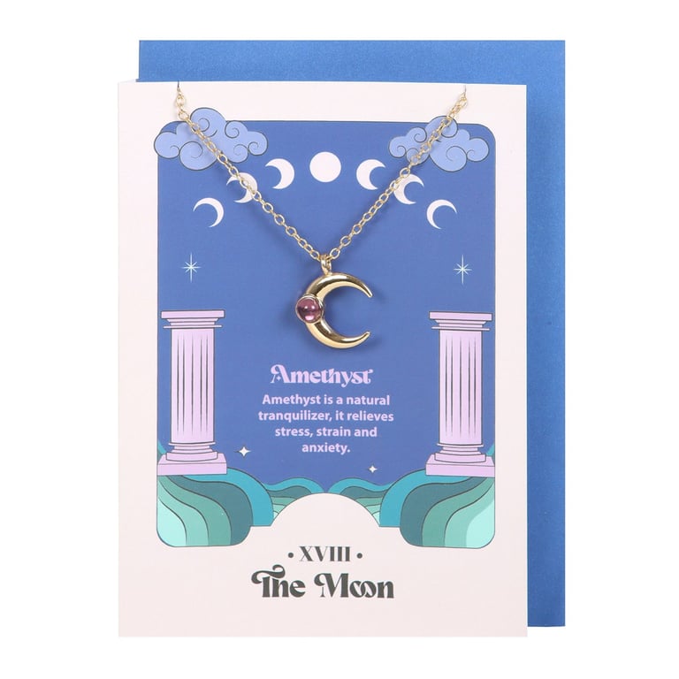 Amethyst Moon Celestial Necklace - Spiritual Growth & Stress Relief Gift