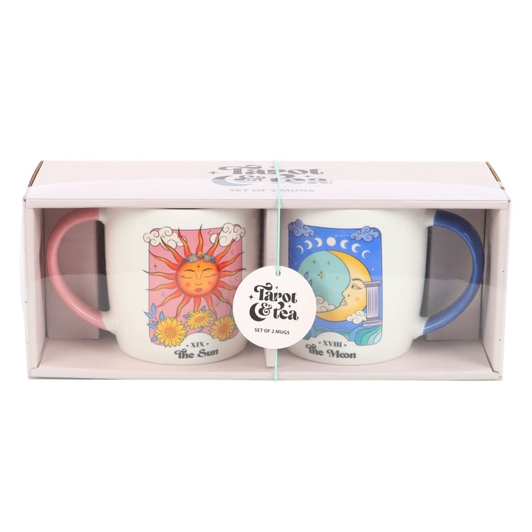 Sun and Moon Celestial Mug Set - 340ml Tarot Inspired Home Decor Mugs