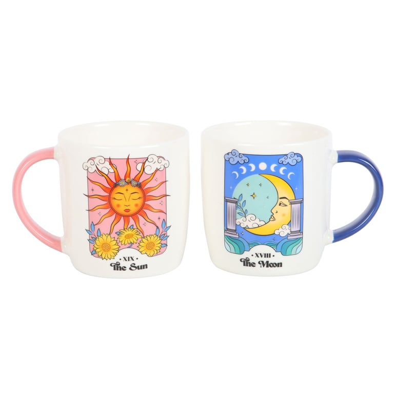 Sun and Moon Celestial Mug Set - 340ml Tarot Inspired Home Decor Mugs