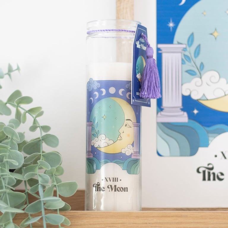 Moon Violet Tube Candle - Paraffin Wax, 70hr Burn Time, Calming Floral Scent