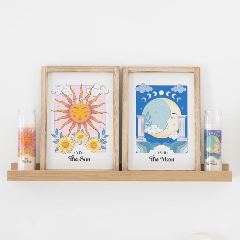 The Moon Celestial Framed Wall Print - Serene Tarot Inspired Art for Home Decor