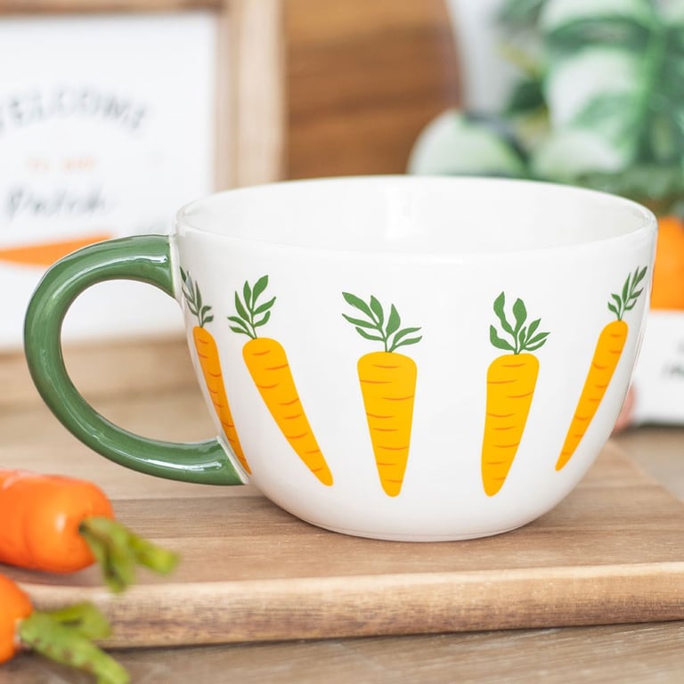 Carrot Patch Oversized Rustic Ceramic Mug - Perfect Gardening Gift