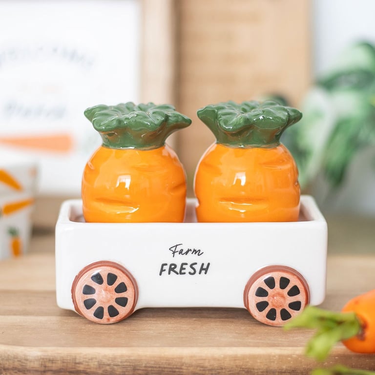 Carrot Shaped Salt and Pepper Shakers Set - Whimsical Kitchen Decor