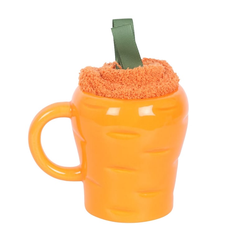Carrot Shaped Mug and Socks Set - Vibrant Orange Gardening Gift Set