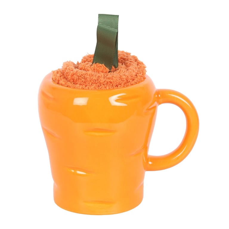 Carrot Shaped Mug and Socks Set - Vibrant Orange Gardening Gift Set