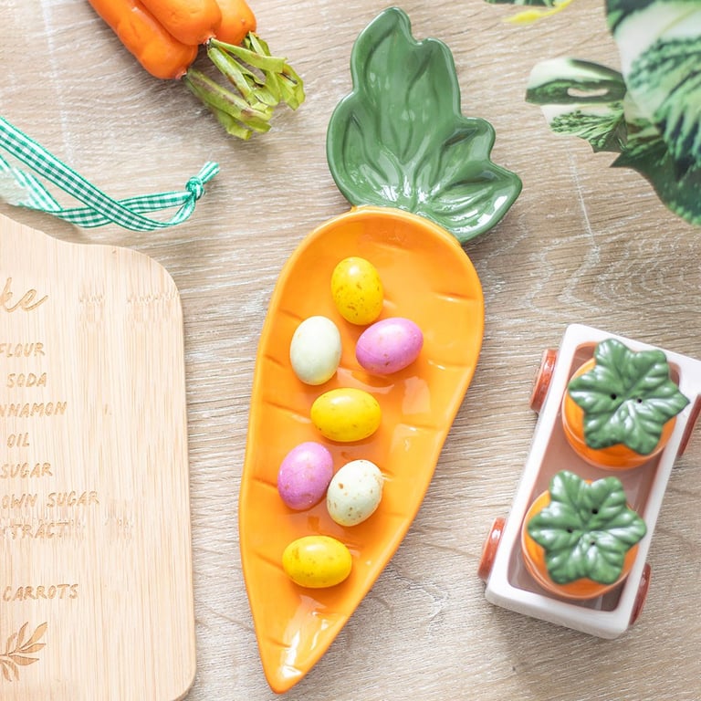 Carrot Shaped Serving Dish - Quirky Handwash Only Food Presentation Plate