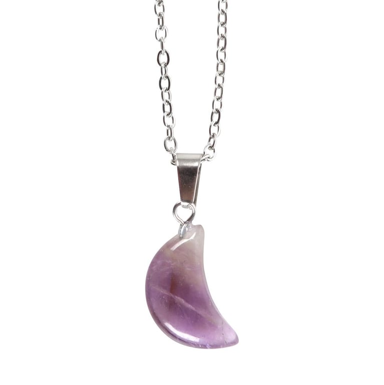 Amethyst Crystal Moon Necklace Greeting Card Gift Set